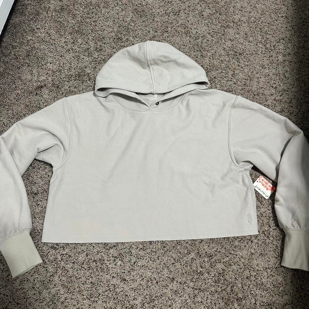 Free people beige crop hoodie